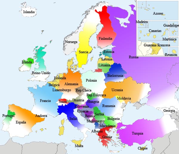 Mapa de Europa con división política y nombres