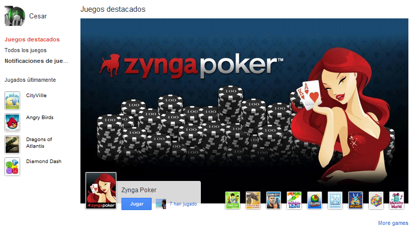 Juego ZyngaPoker en Google Plus