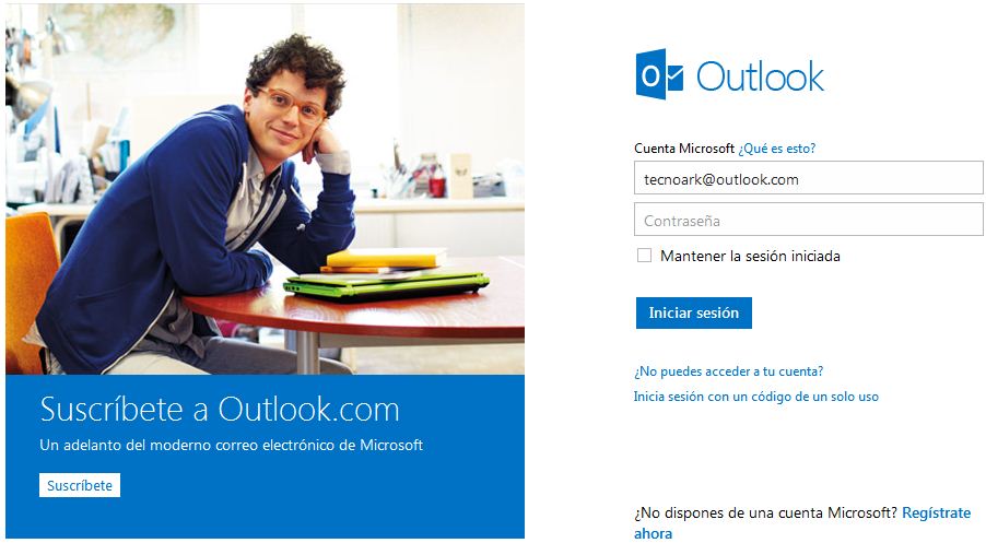 Crear cuenta de correo Outlook.com